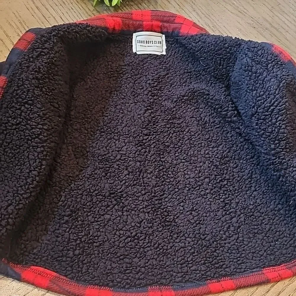 Red and Black Plaid Fleece Jacket Size 8/10